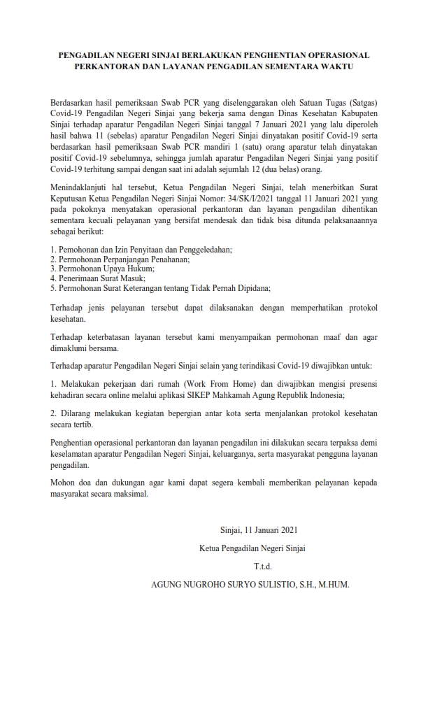 PENGUMUMAN LOCKDOWN 001